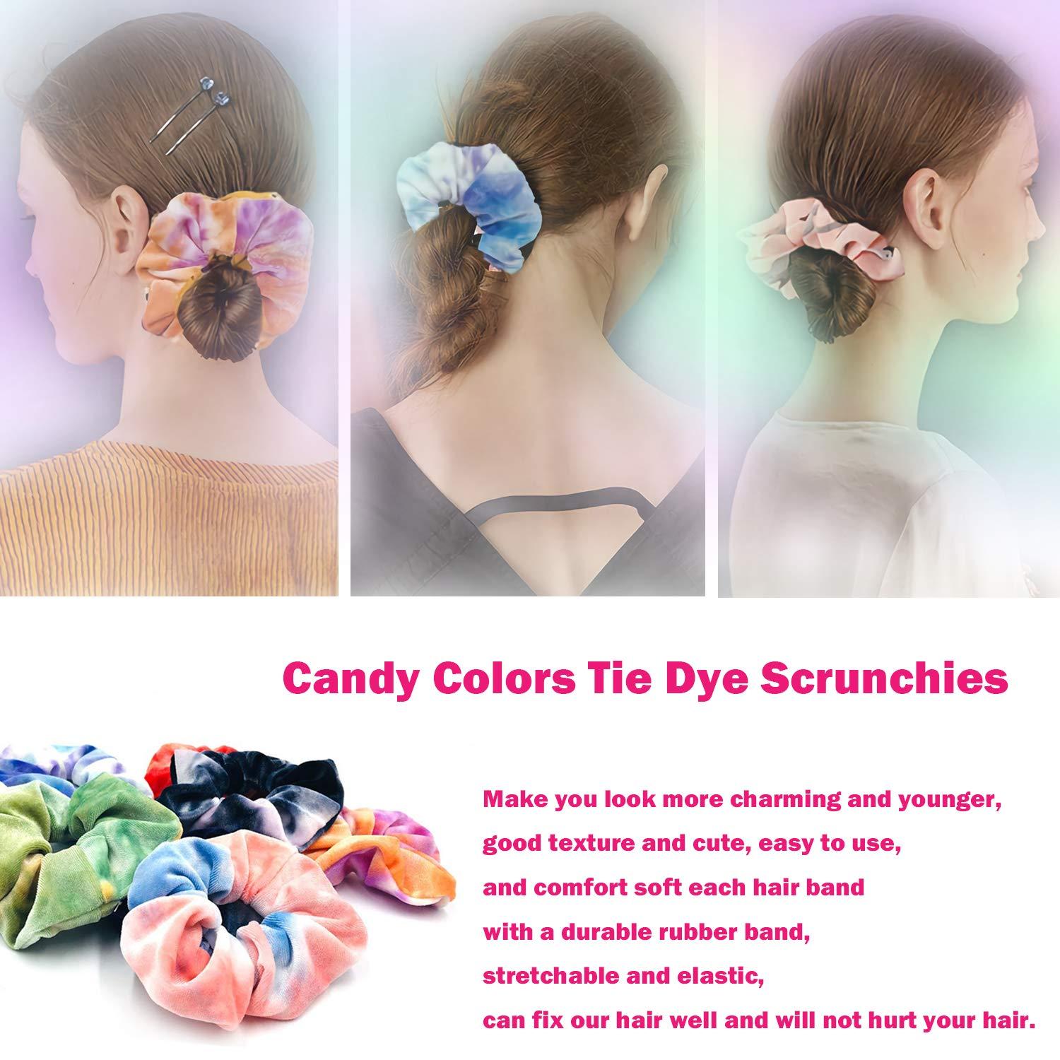 Batik Scrunchies aus Samt für Frauen, Mädchen, 12 Stück
