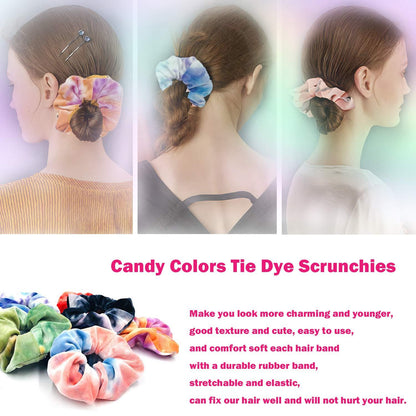 Batik Scrunchies aus Samt für Frauen, Mädchen, 12 Stück