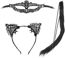 Katzenohren Haarreif Katzenkostüm Set Damen Halloween