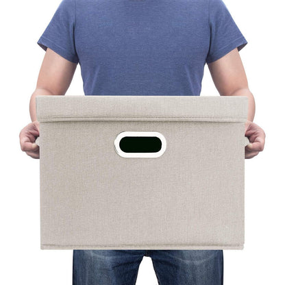 Aufbewahrungsbox mit Deckel, faltbar, waschbar, 2er-Set, Beige