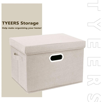 Aufbewahrungsbox mit Deckel, faltbar, waschbar, 2er-Set, Beige