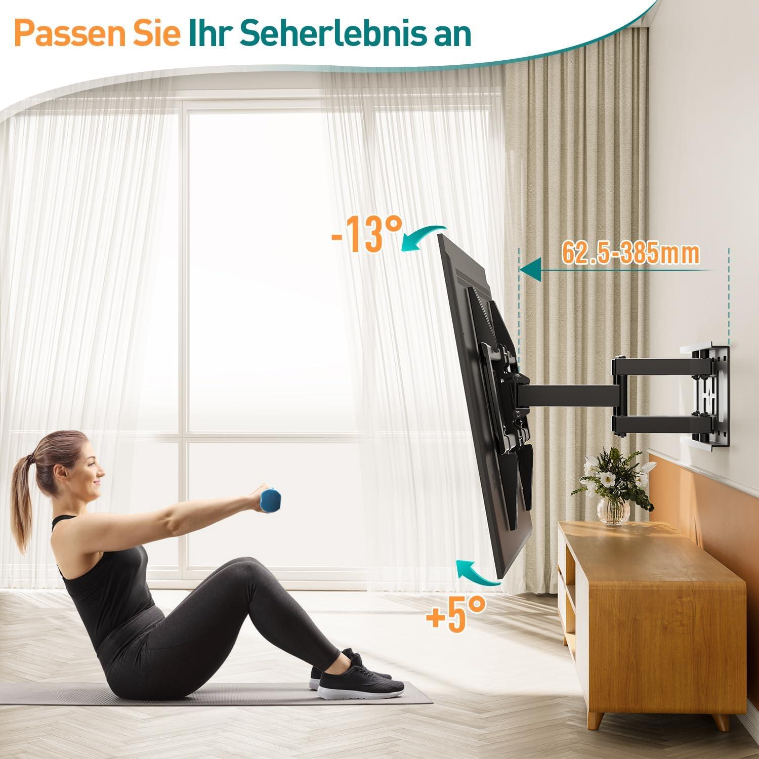 Schwenkbare Neigbare TV Wandhalterung für 37-70 Zoll TVs bis 45kg VESA