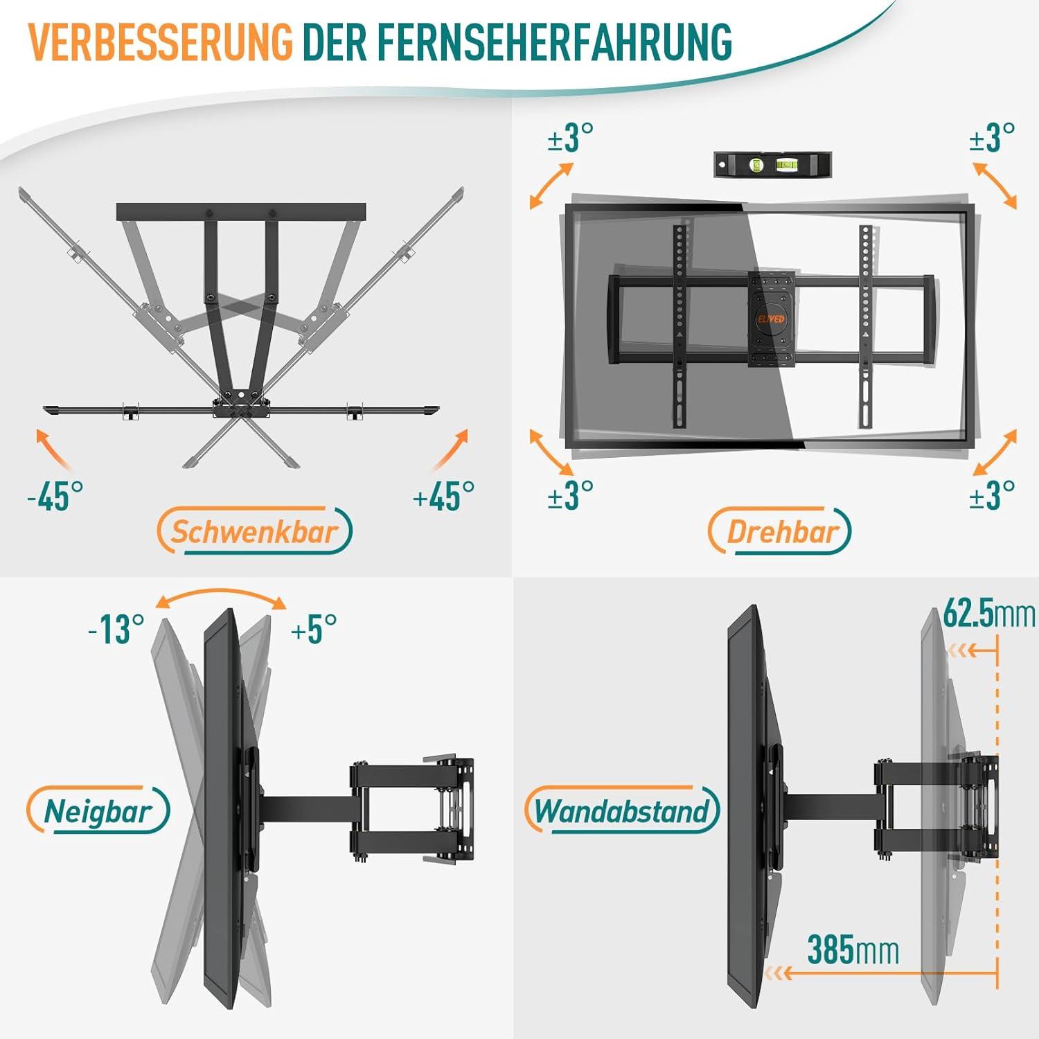 TV Wandhalterung Schwenkbar Neigbar 37-70 Zoll LED LCD OLED Plasma VESA