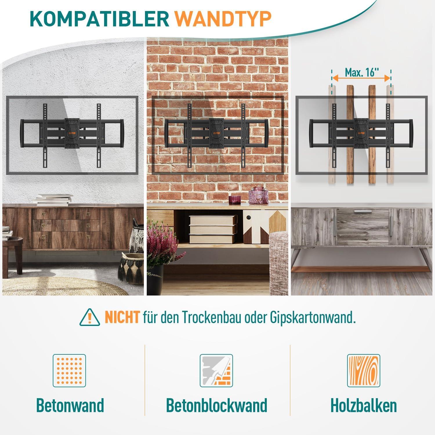 Schwenkbare Neigbare TV Wandhalterung für 37-70 Zoll Flach Curved