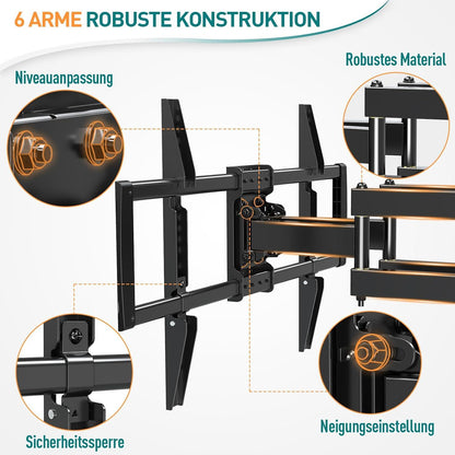 Schwenkbare Neigbare TV Wandhalterung 37-70 Zoll LED OLED Plasma TVs bis 45kg VESA 600x400mm