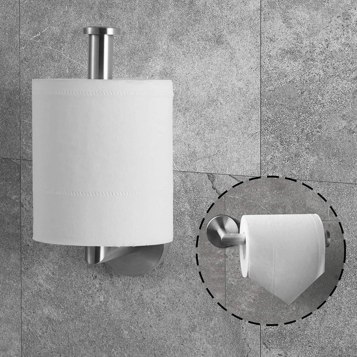 Toilettenpapierhalter Edelstahl gebürstet, rostfrei, rotationssicher