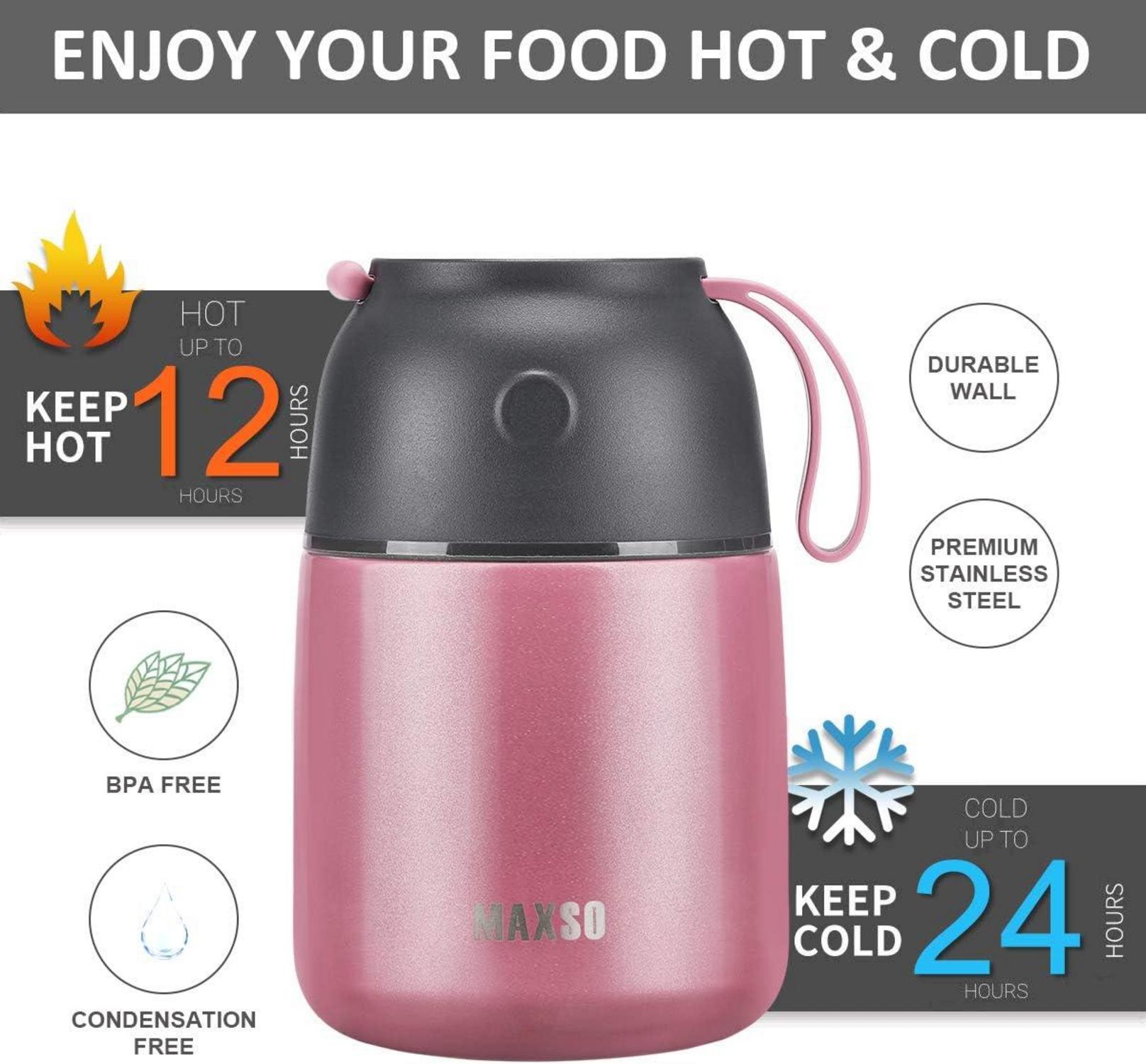 Thermobehälter Lunchbox 500ml Edelstahl Isolierbehälter Faltbare Löffel