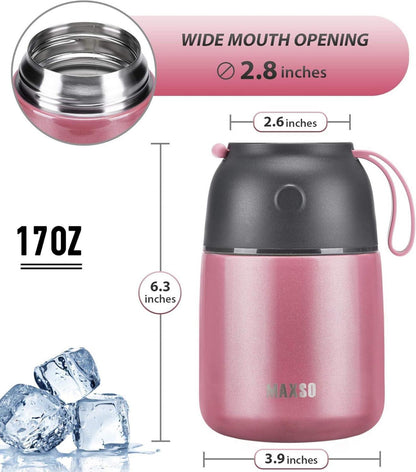Thermobehälter Lunchbox 500ml Edelstahl Isolierbehälter Faltbare Löffel
