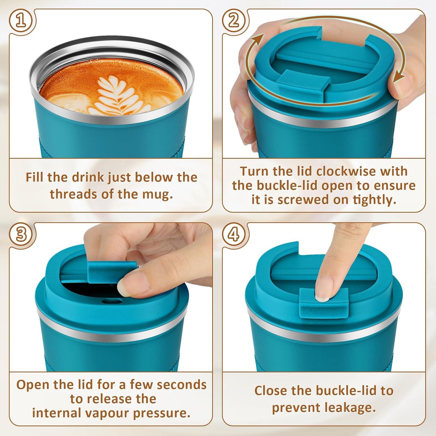 Kaffeebecher to go 510ml Thermobecher Doppelwandig Travel Mug Blau