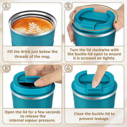Kaffeebecher to go 510ml Thermobecher Doppelwandig Travel Mug Blau