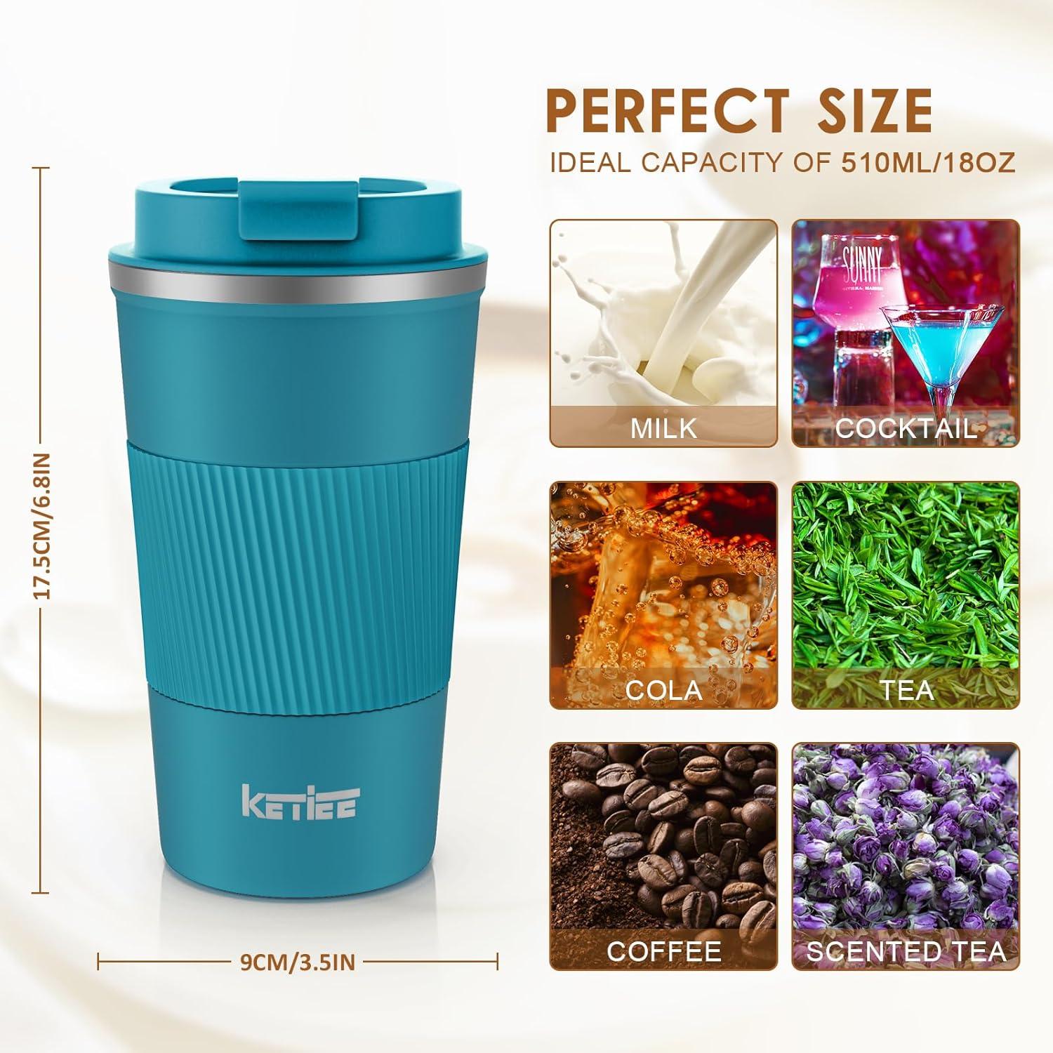 KETIEE 510ml Thermobecher Kaffee-to-go Blau auslaufsicher