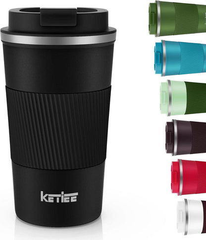 KETIEE Thermobecher to go 510ml Kaffeebecher Thermo Schwarz