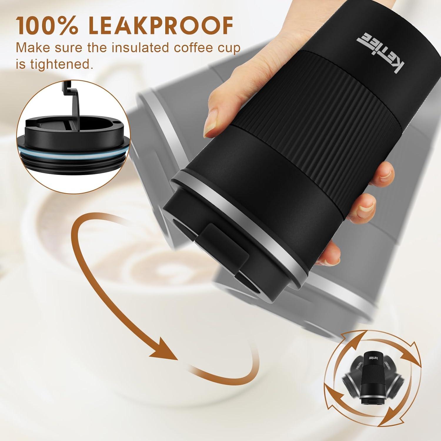 KETIEE Thermobecher to go 510ml Kaffeebecher Thermo Schwarz