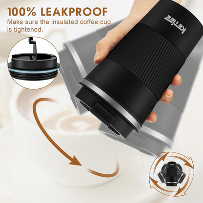 KETIEE Thermobecher to go 510ml Kaffeebecher Thermo Schwarz