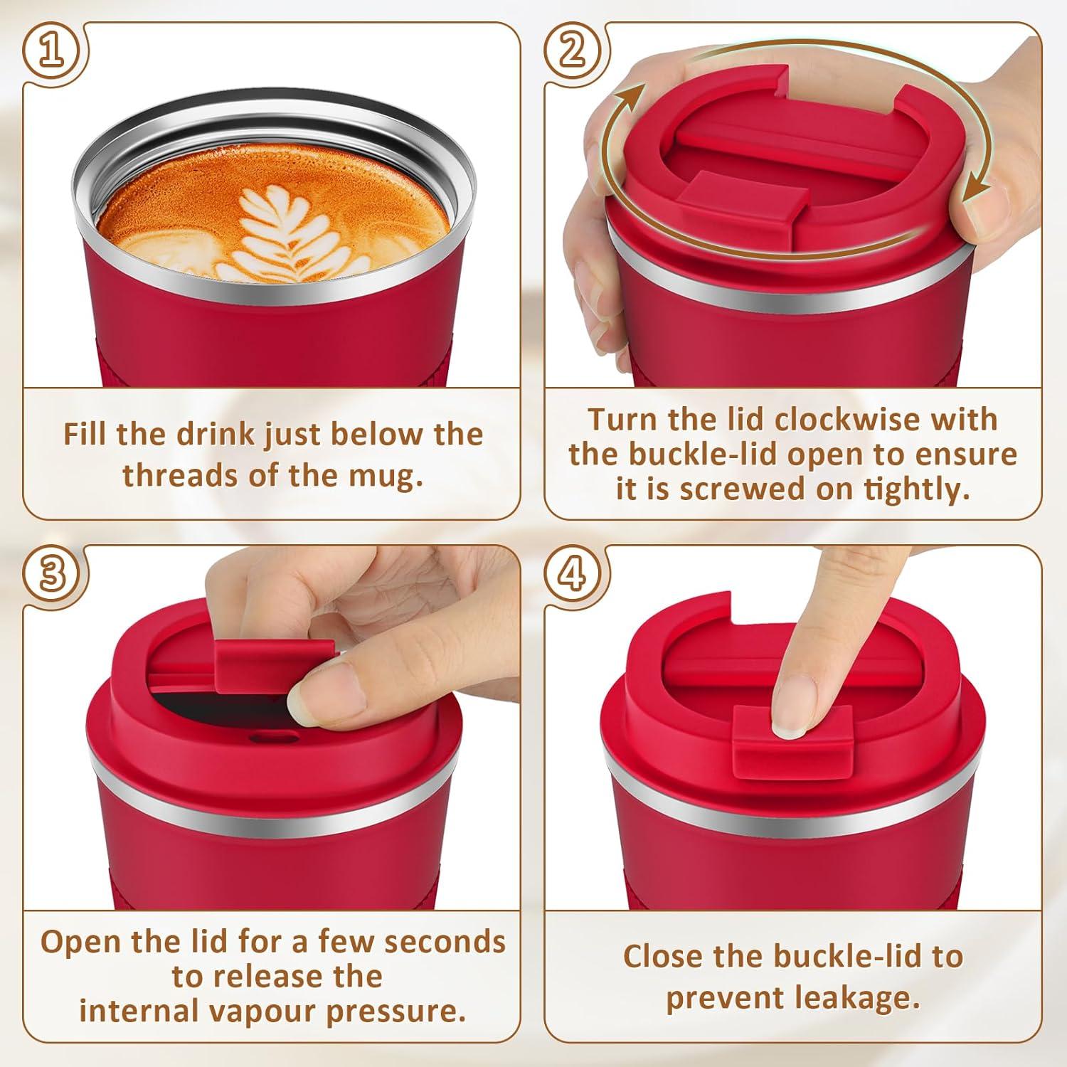 Kaffeebecher to go Thermobecher 510ml doppelwandig auslaufsicher rot