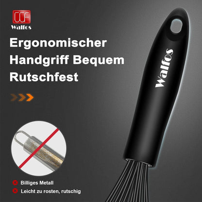 Walfos 26.6cm Silikon Schneebesen Schwarz Rührbesen Küchen Ballonschneebesen