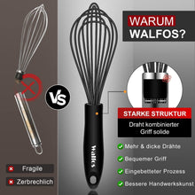 Walfos 21.5cm Silikon-Schneebesen Schwarz, Edelstahl