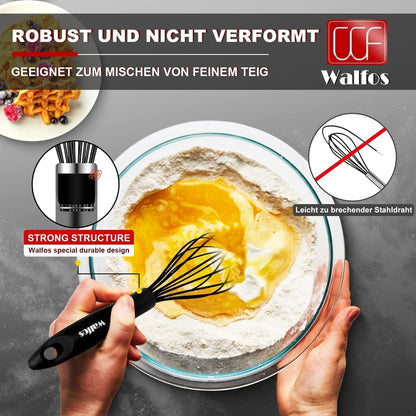 Walfos Schneebesen Set Silikon 3 Stück 21cm 23cm 28cm Schwarz