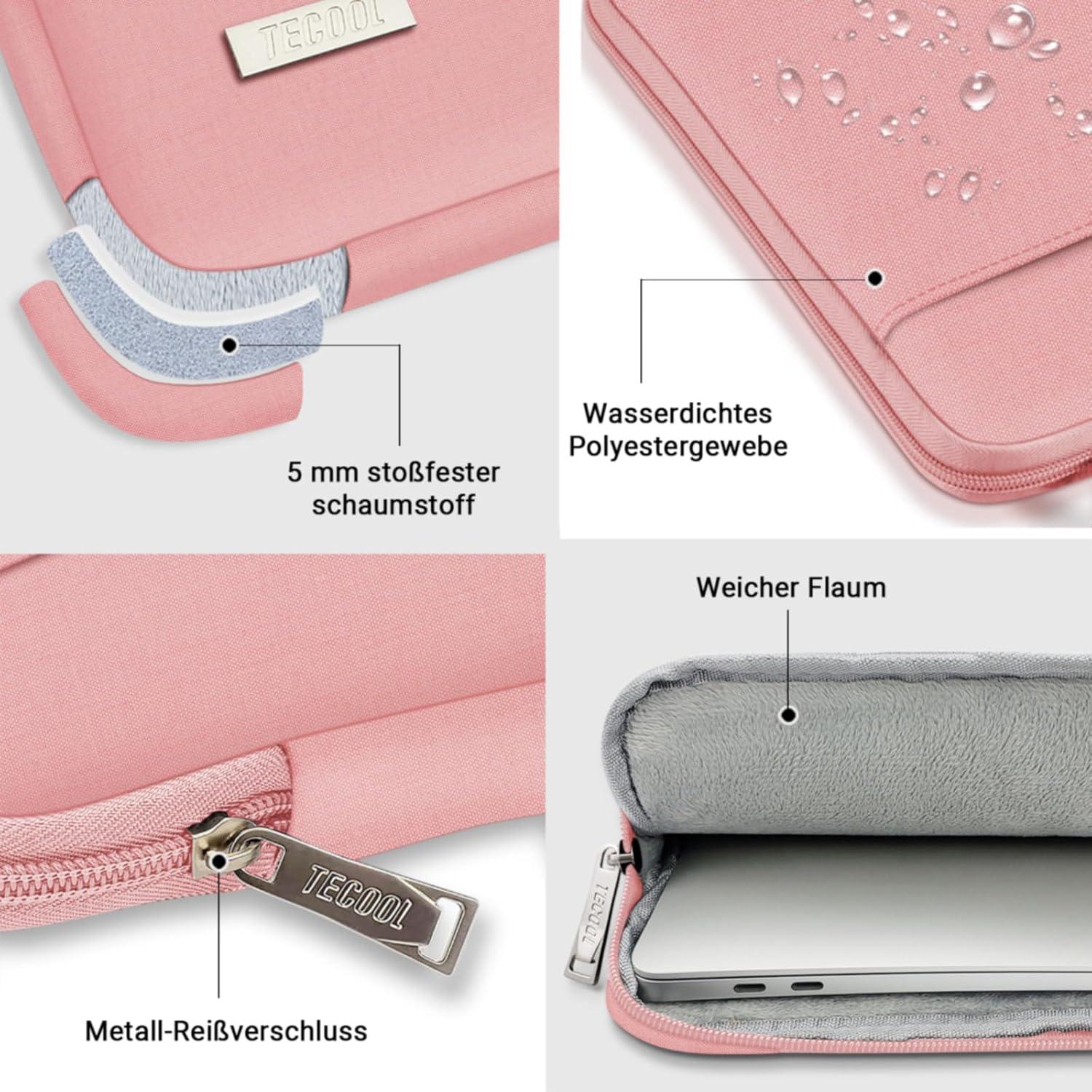 Laptoptasche 14 Zoll für Lenovo HP Acer Dell MacBook Air 15, Rosa