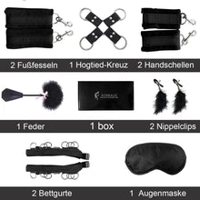 Bondage Set mit Handschellen, Fußfesseln, Augenbinde