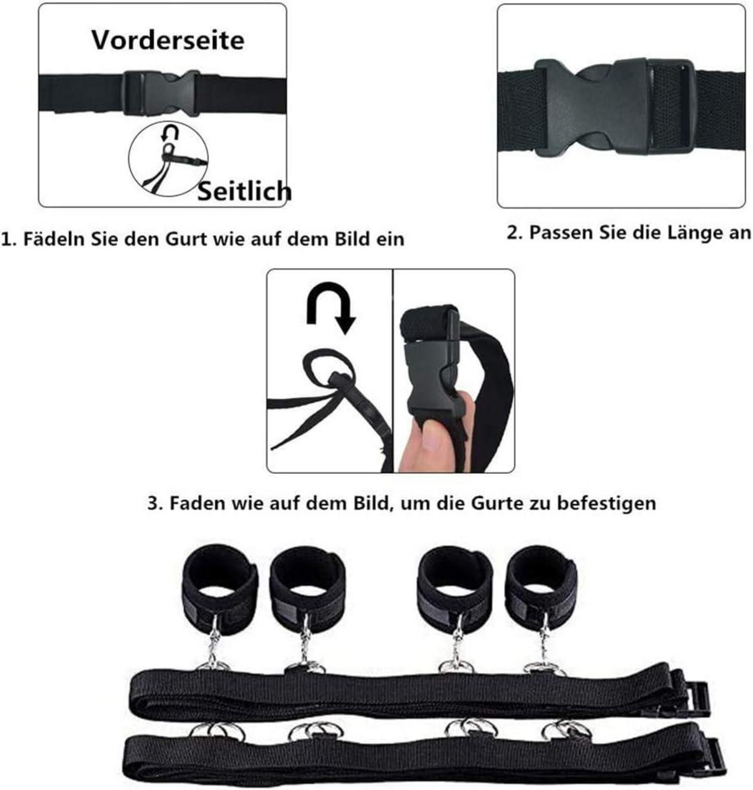 BDSM Set SM Bett Sets Federpeitsche 7-teilig Fesselset & Augenmaske