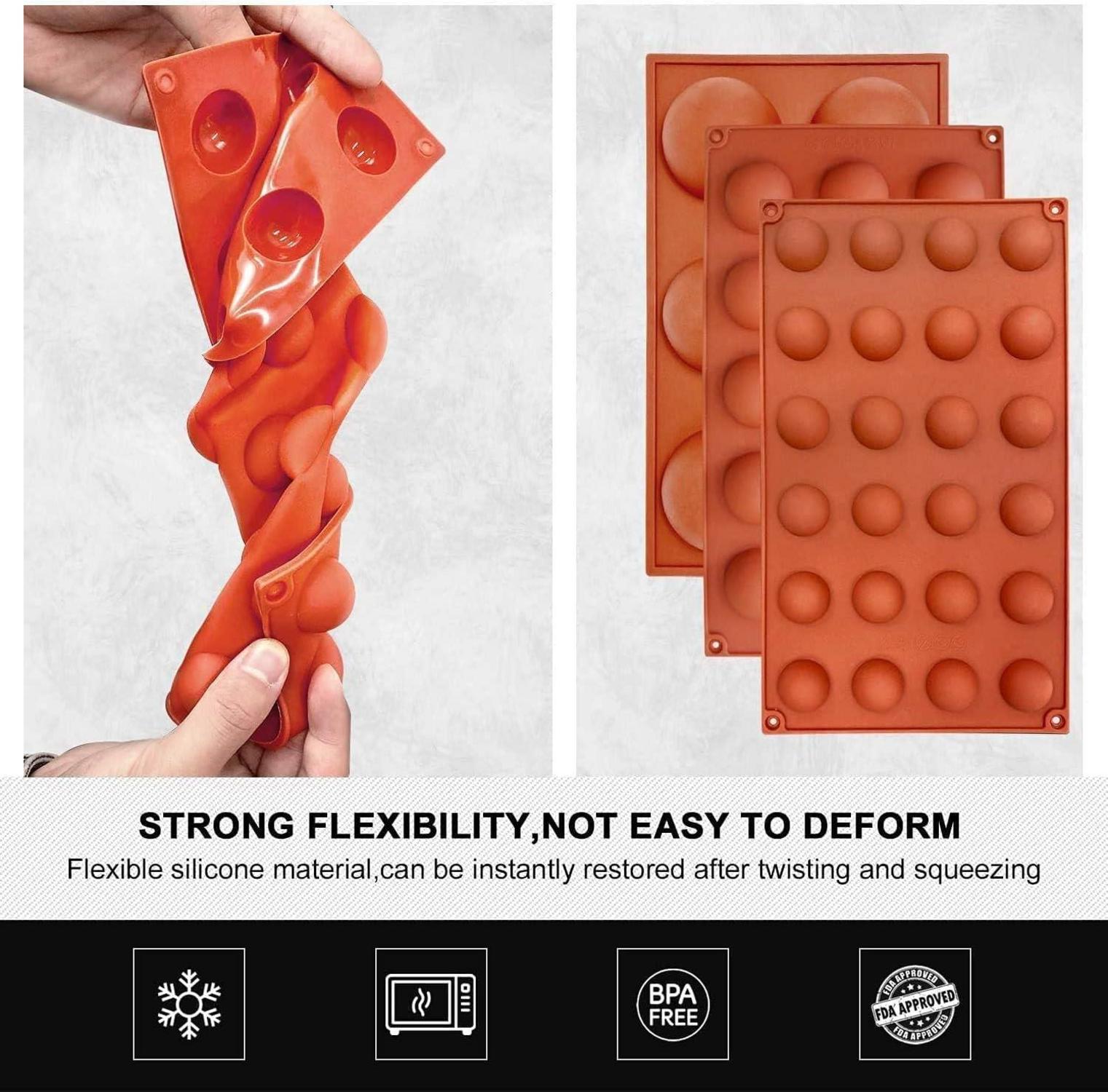 Walfos Halbkugel-Silikonformen 3er Pack Backform Schokolade Kuchen Gelee