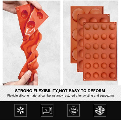 Walfos Halbkugel-Silikonformen 3er Pack Backform Schokolade Kuchen Gelee