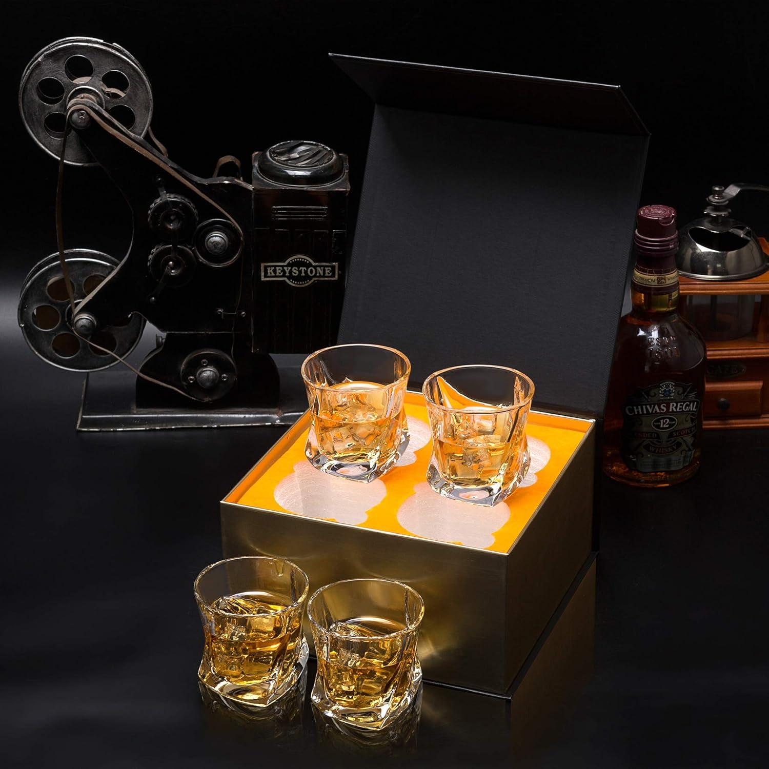Kristall Whiskey Gläser Set 4-teilig in Geschenkbox, 210 ml