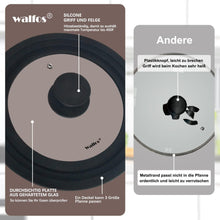 Walfos Universaldeckel Ø 28 26 24 Glasdeckel Pfannen Töpfe