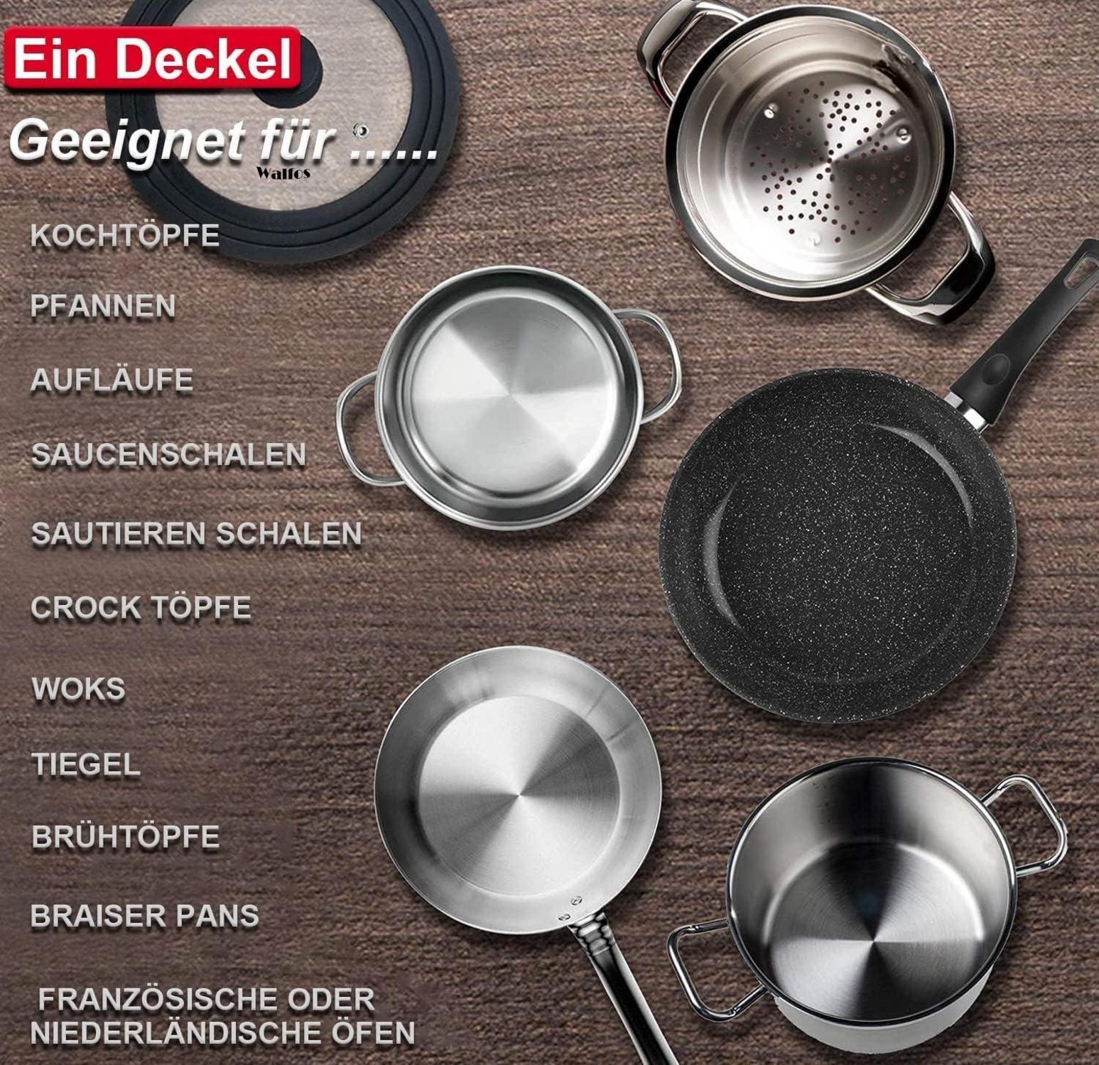Walfos Universaldeckel für Töpfe und Pfannen Ø 28/26/24cm hitzebeständig