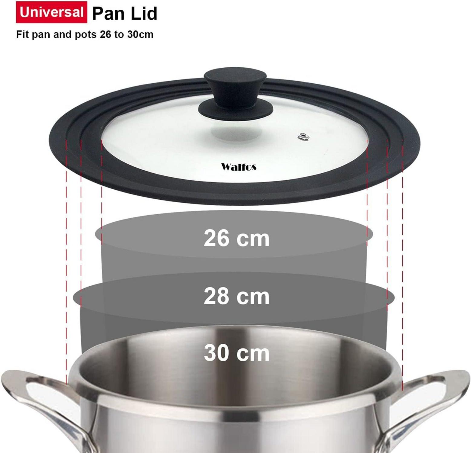 Universaldeckel 3-in-1 Glas Silikonrand Ø 30 28 26 hitzebeständig