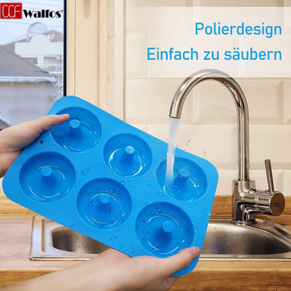 Silikon Donut Backform Antihaft Backblech 6 Cup Regular Donut Pan 3er