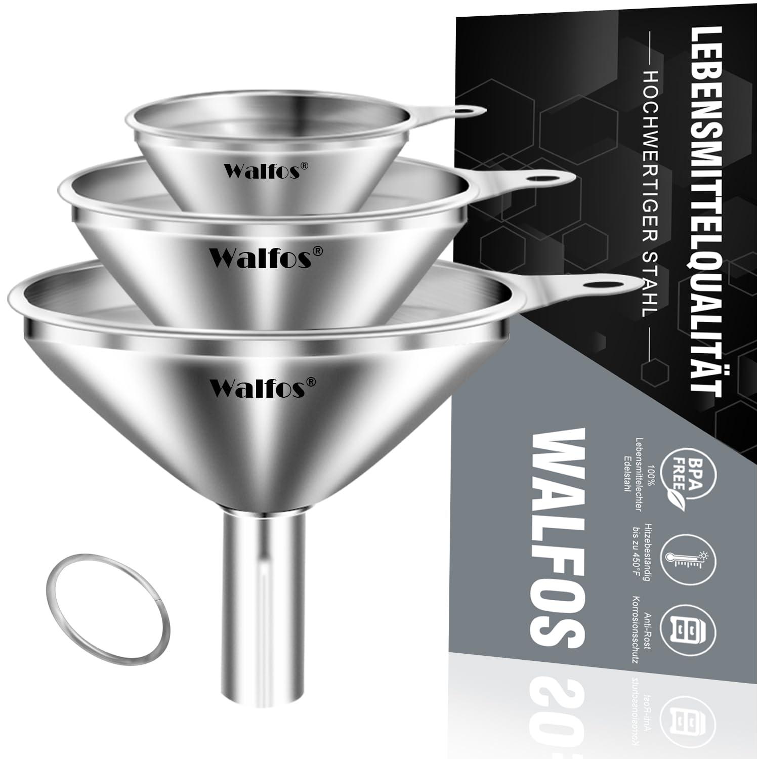Walfos® Trichter Edelstahl 3er Set Mini für Küche und Flaschen
