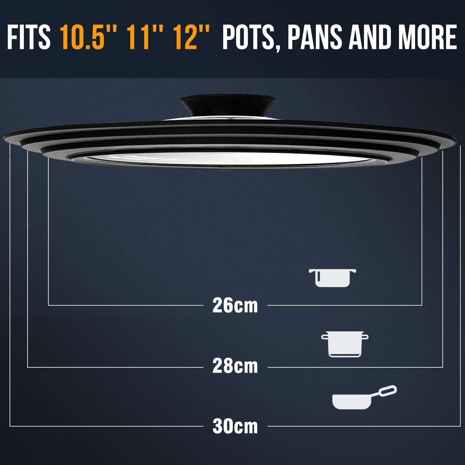 Universalglasdeckel mit Silikonrand für Töpfe & Pfannen Ø 32/30/28cm