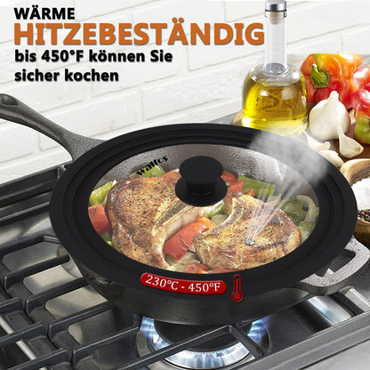 Universaldeckel Ø 32 30 28 Glasdeckel Töpfe Pfannen Silikonrand