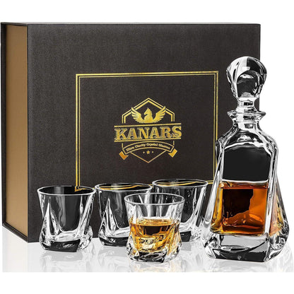 5-teiliges Whisky Gläser und Karaffe Set, Kristallglas 650ml