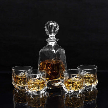 Whisky Gläser und Karaffe Set | 5-teilig | Bleifrei Kristall | Schöne Geschenk Box