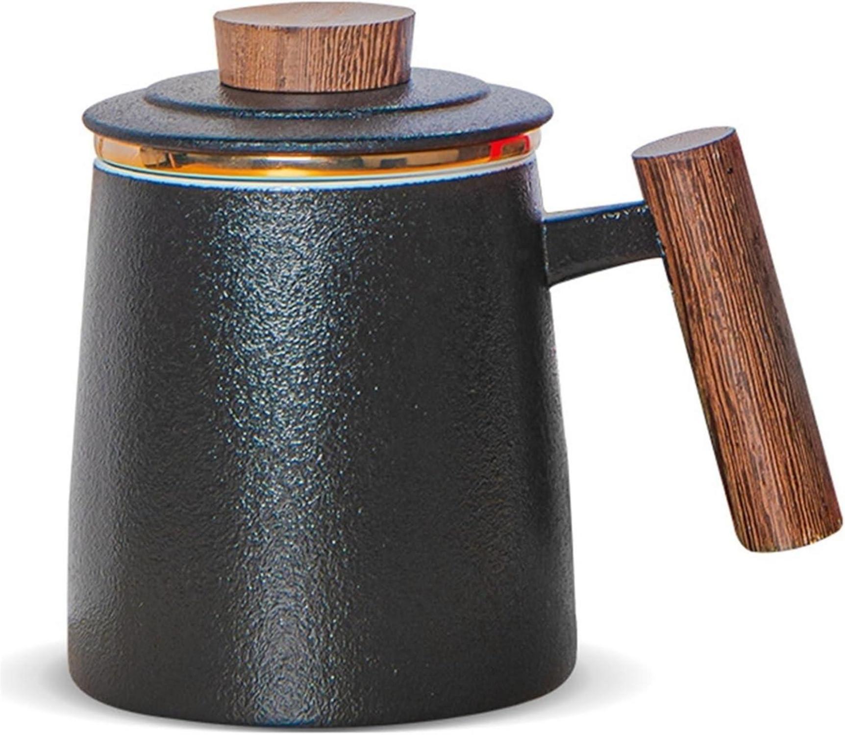 Teetasse mit Deckel und Sieb Keramik Teebecher 500ml für Familie und