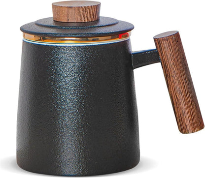 Teetasse mit Deckel und Sieb Keramik Teebecher 500ml für Familie und