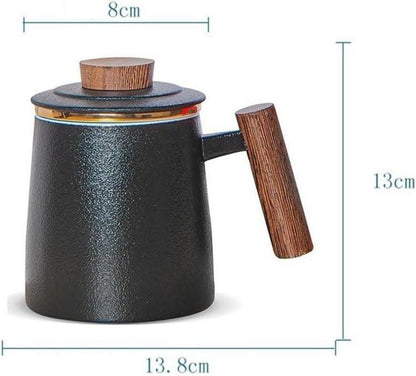 Teetasse mit Deckel und Sieb, Keramik Teebecher 500ml für