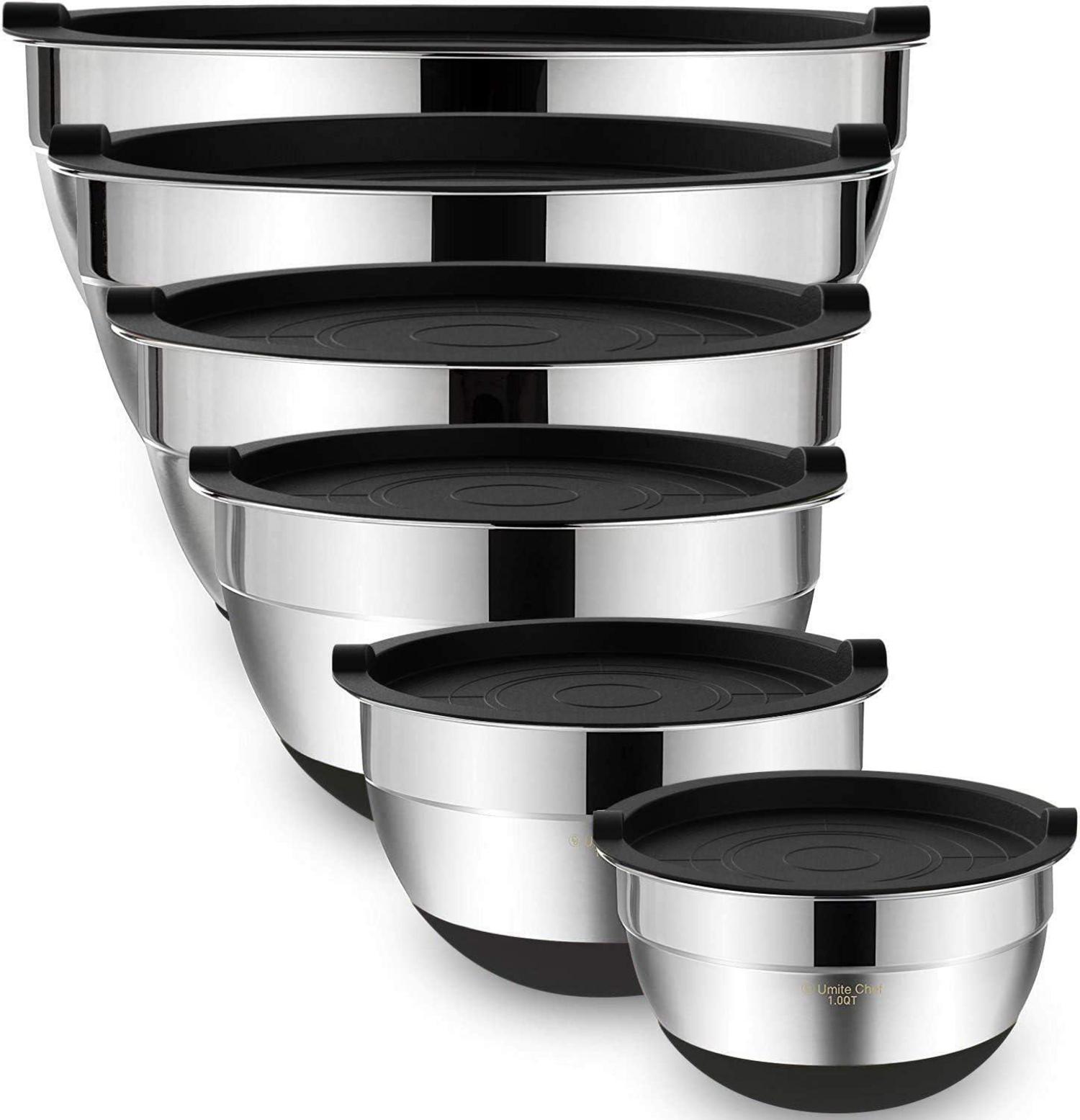 Rührschüsseln mit luftdichten Deckeln, Edelstahl-Metallschalen Chef