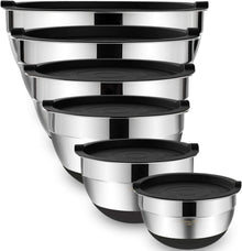 Rührschüsseln mit luftdichten Deckeln, Edelstahl-Metallschalen Chef