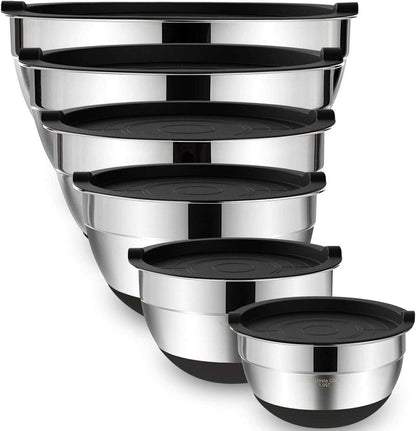 Rührschüsseln mit luftdichten Deckeln, Edelstahl-Metallschalen Chef