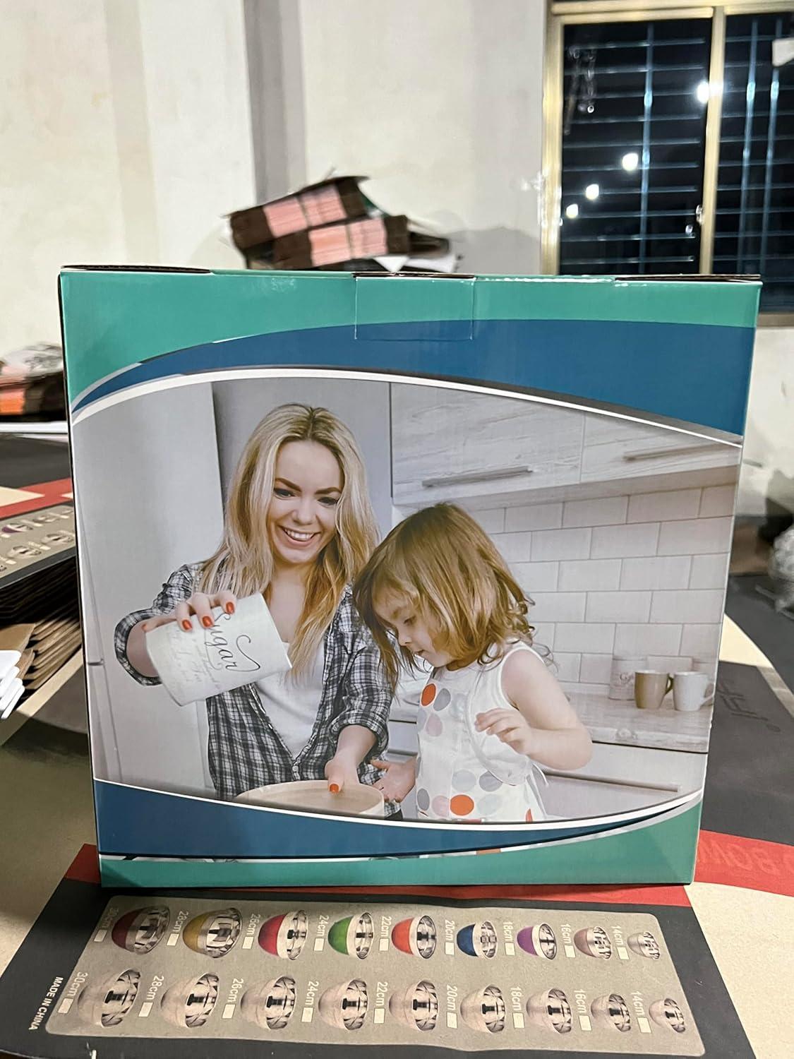 Umiten Rührschüsseln mit luftdichten Deckeln 6-teilig Edelstahl Chef-Metallschalen Schwarz