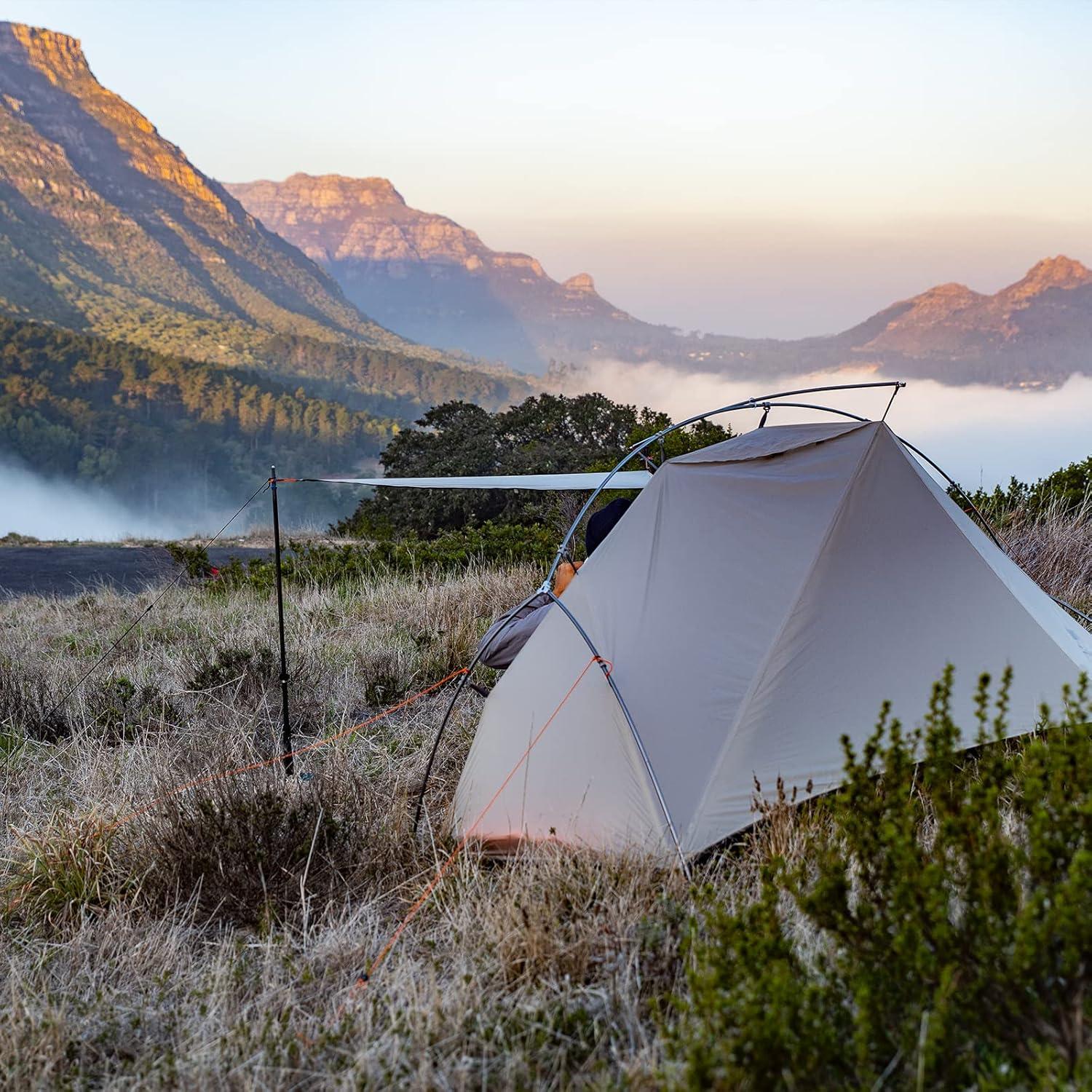 Zelt Ultraleicht 3-Jahreszeiten mit Zeltboden 20D Camping Wanderungen 2 Personen
