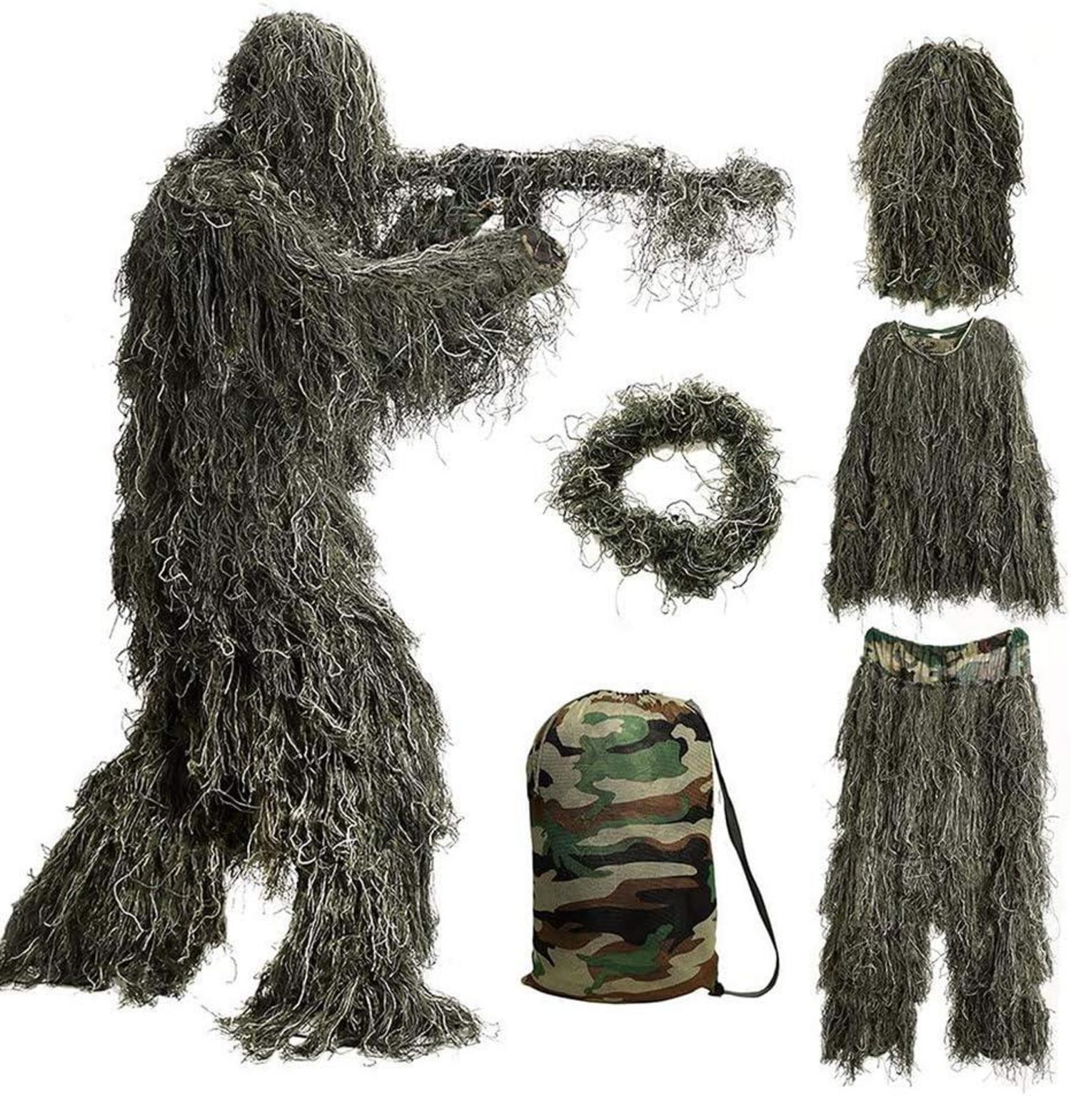 Ghillie Suit Tarnanzug Jagd Wald Wüste 3D Camouflage Set
