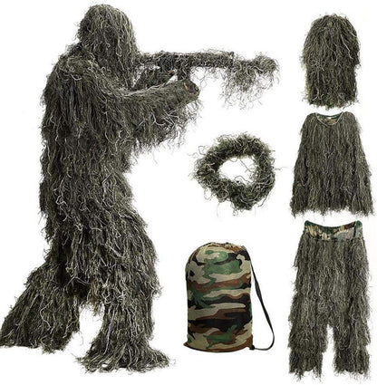 Ghillie Suit Tarnanzug Jagd Wald Wüste 3D Camouflage Set