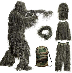 Ghillie Suit Tarnanzug Jagd Wald Wüste 3D Camouflage Set