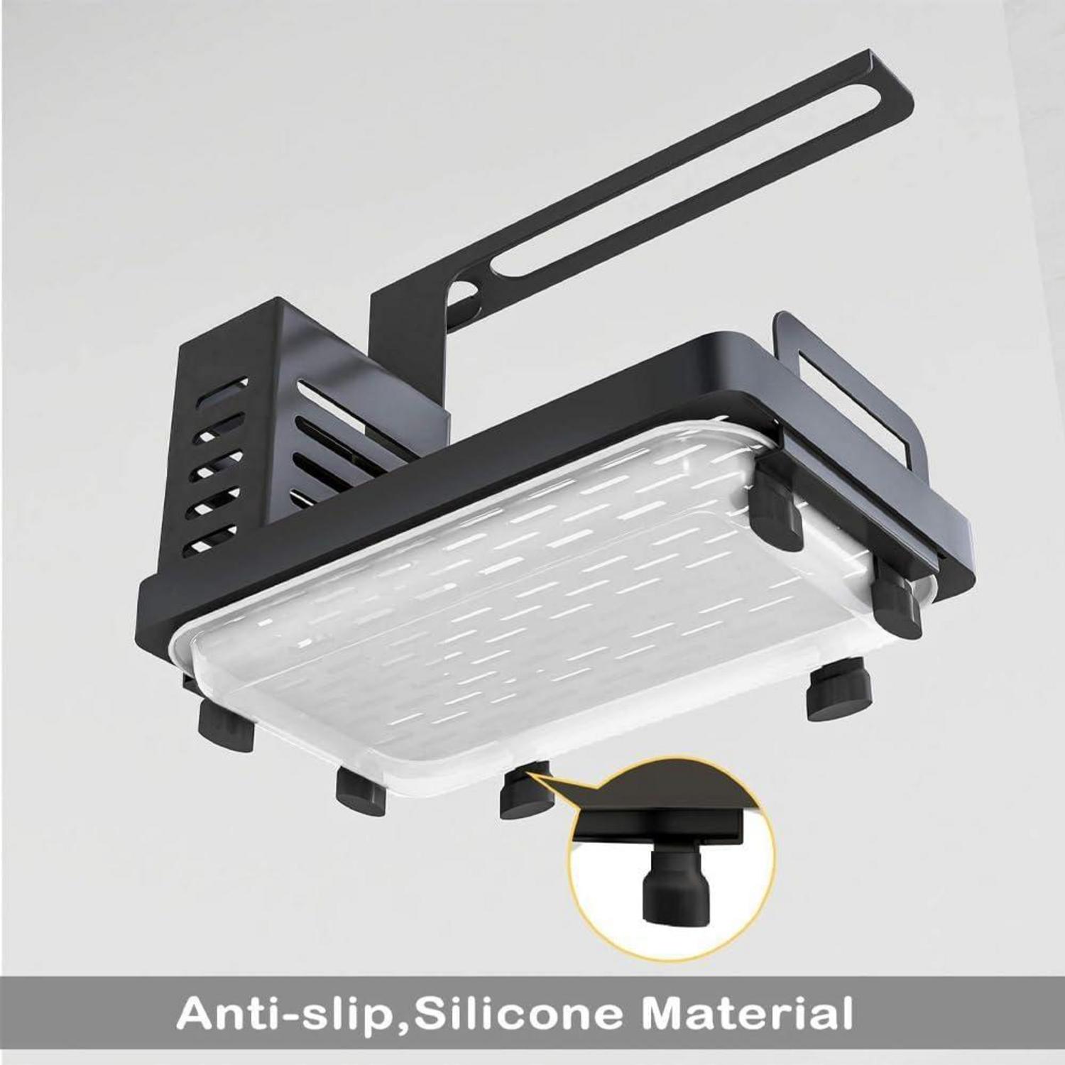 Schwarzer Spülbecken Caddy Organizer aus Edelstahl für Küchenarbeitsplatte