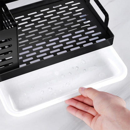 Spülbecken Caddy Organizer Schwarz SUS304 Edelstahl Schwammhalter